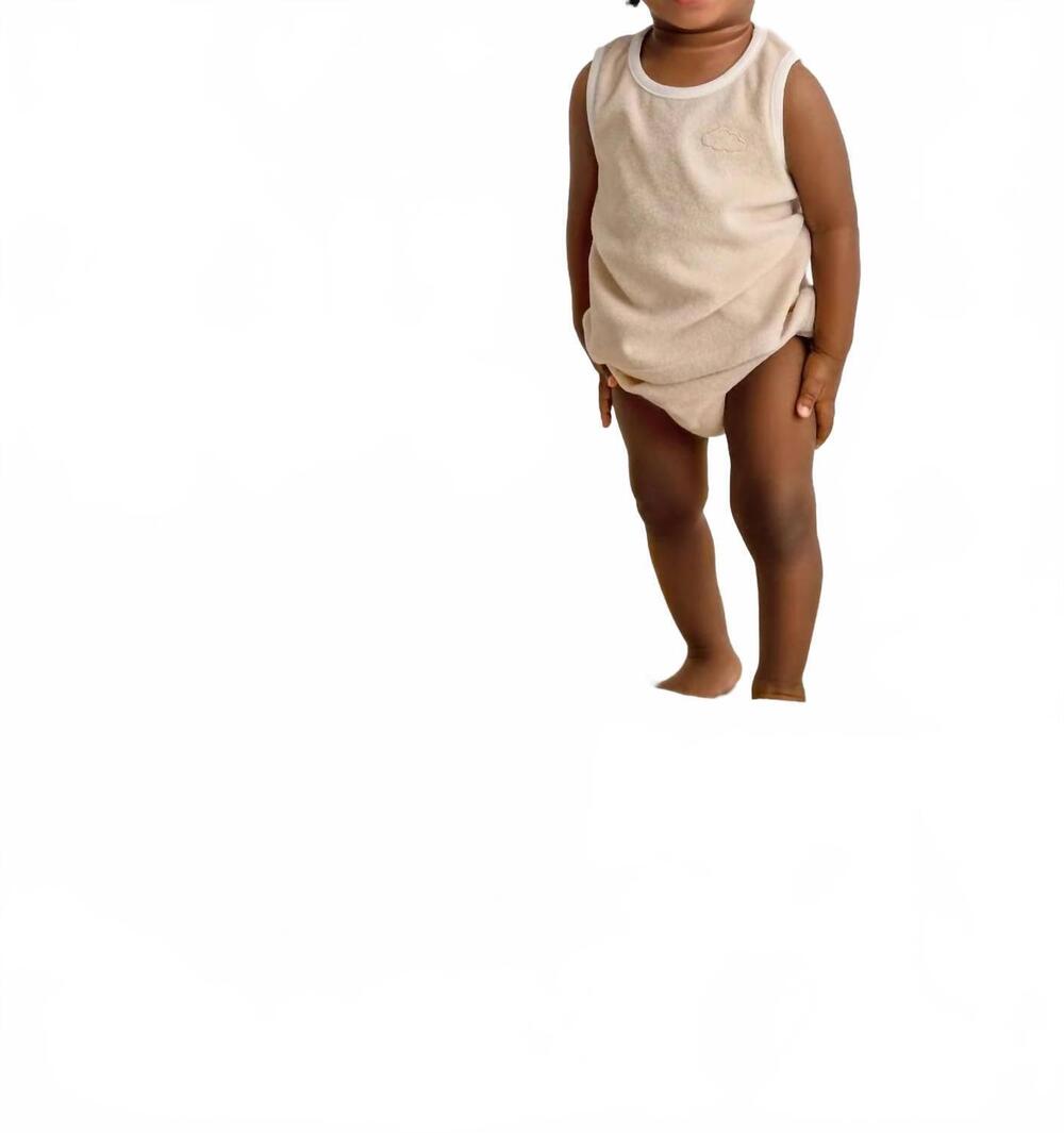 NEW POUF kids' terry baby shortie set in beige